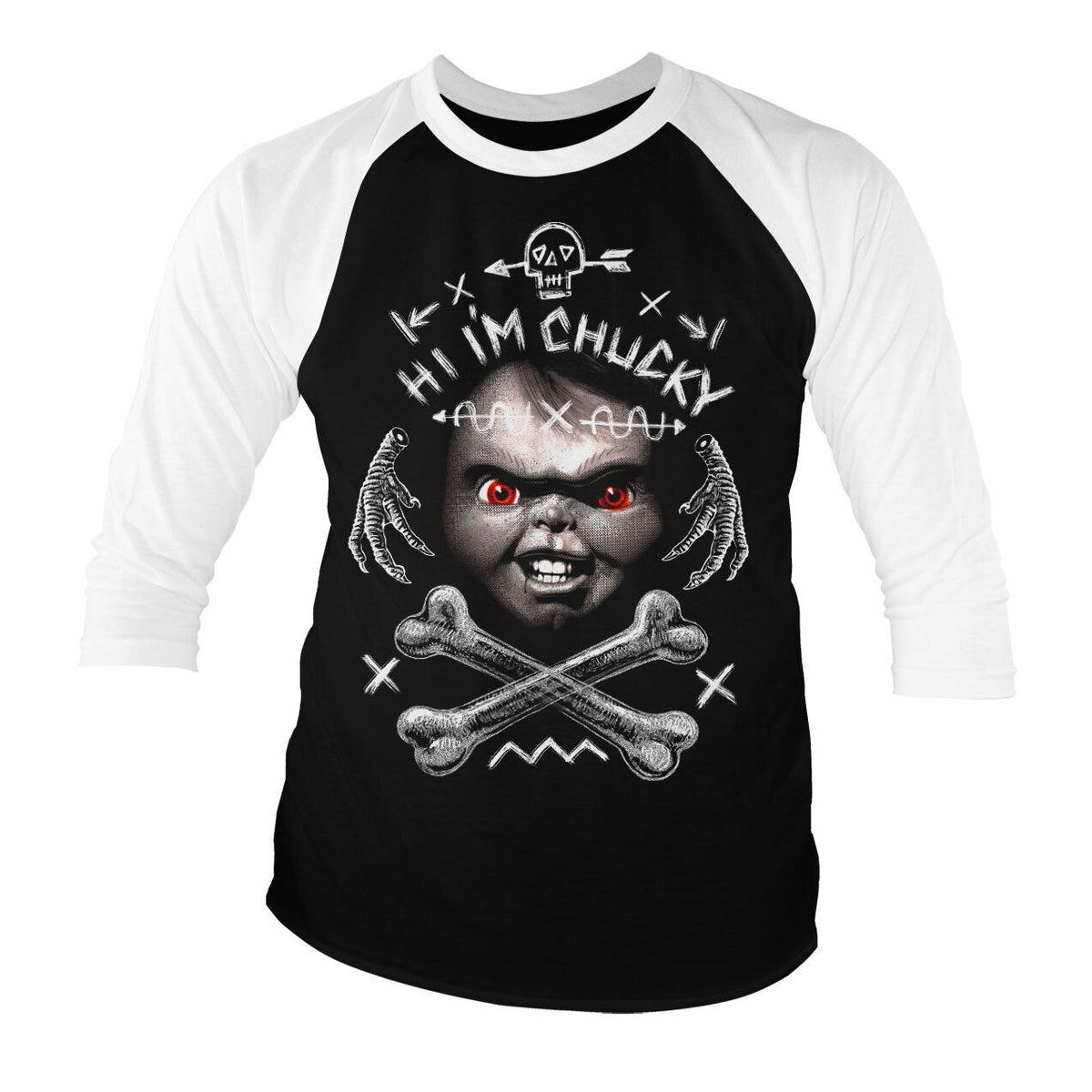 Hi I'm Chucky Baseball 3/4 Sleeve Tee – T-shirt baseball manches 3/4