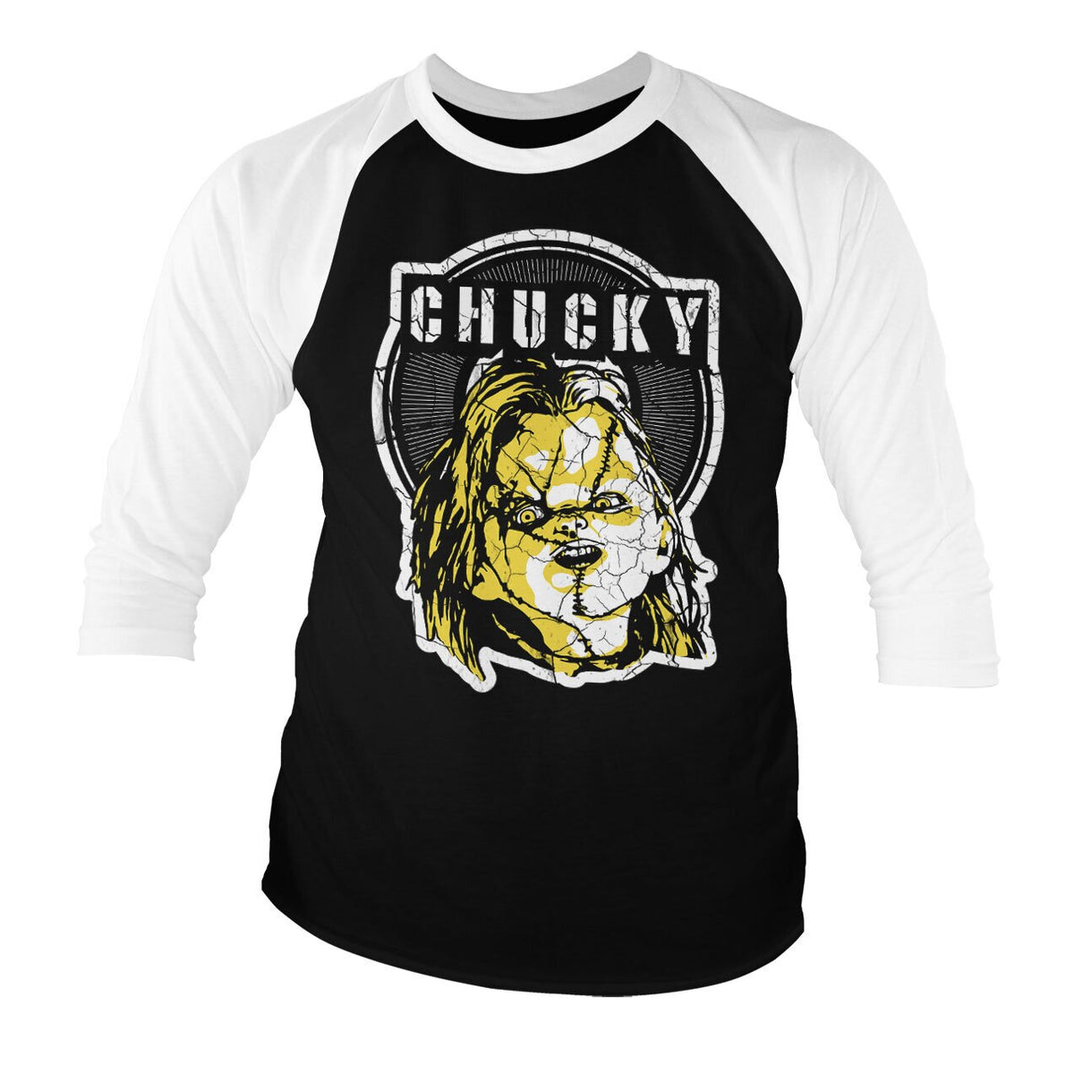 Cracked Chucky Baseball 3/4 Sleeve Tee – T-shirt baseball manches 3/4