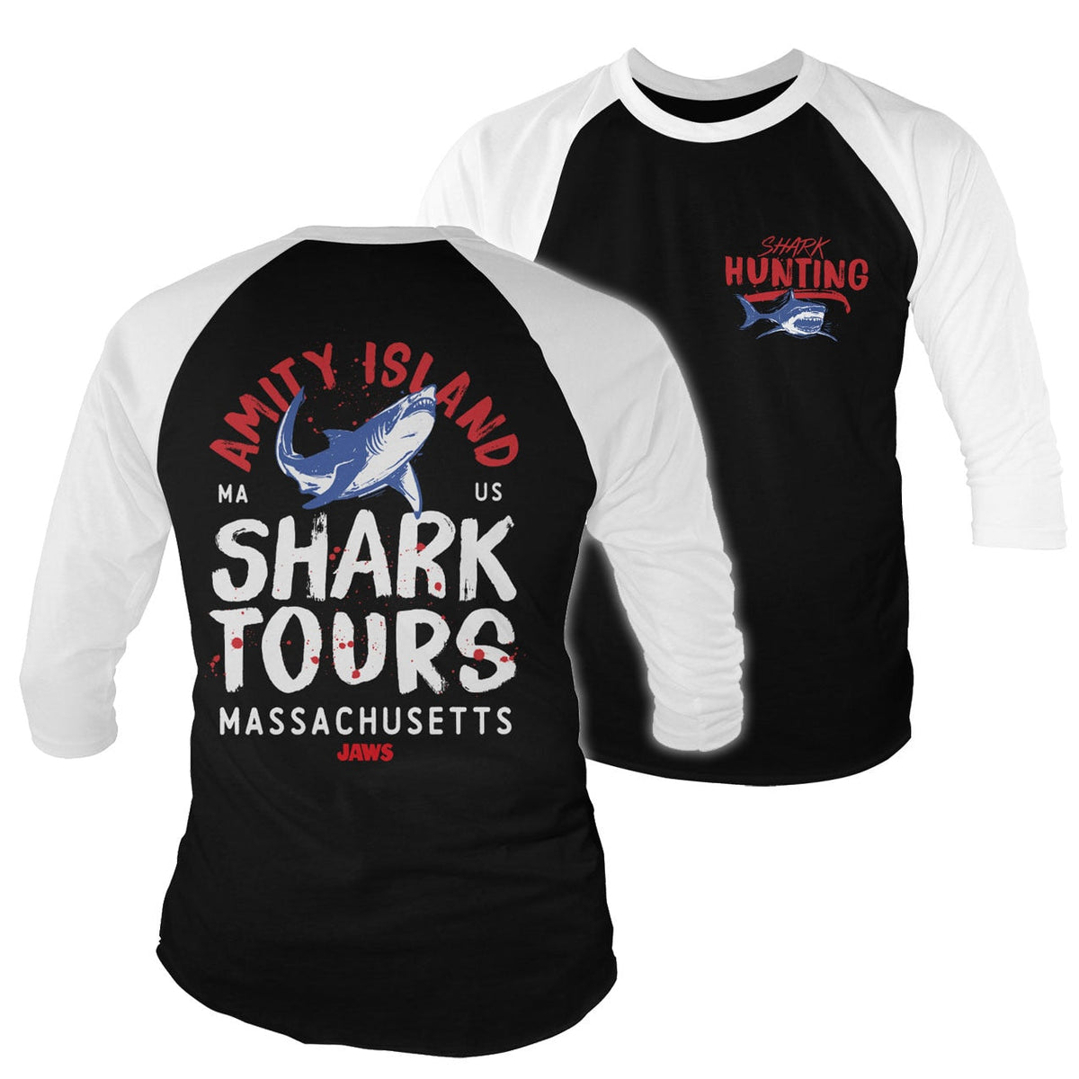Les Dents de la mer - Amity Island Shark Tours Baseball 3/4 Sleeve Tee – T-shirt baseball manches 3/4