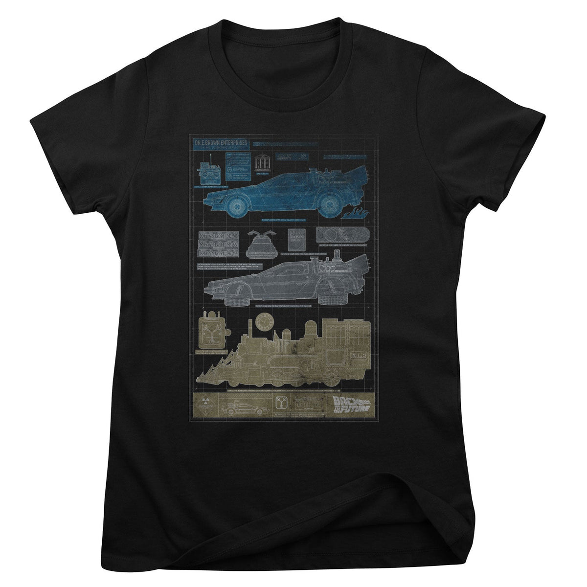 Back To The Future (Retour vers le futur) - Time Machine Blueprints Girly Tee – T-shirt femme