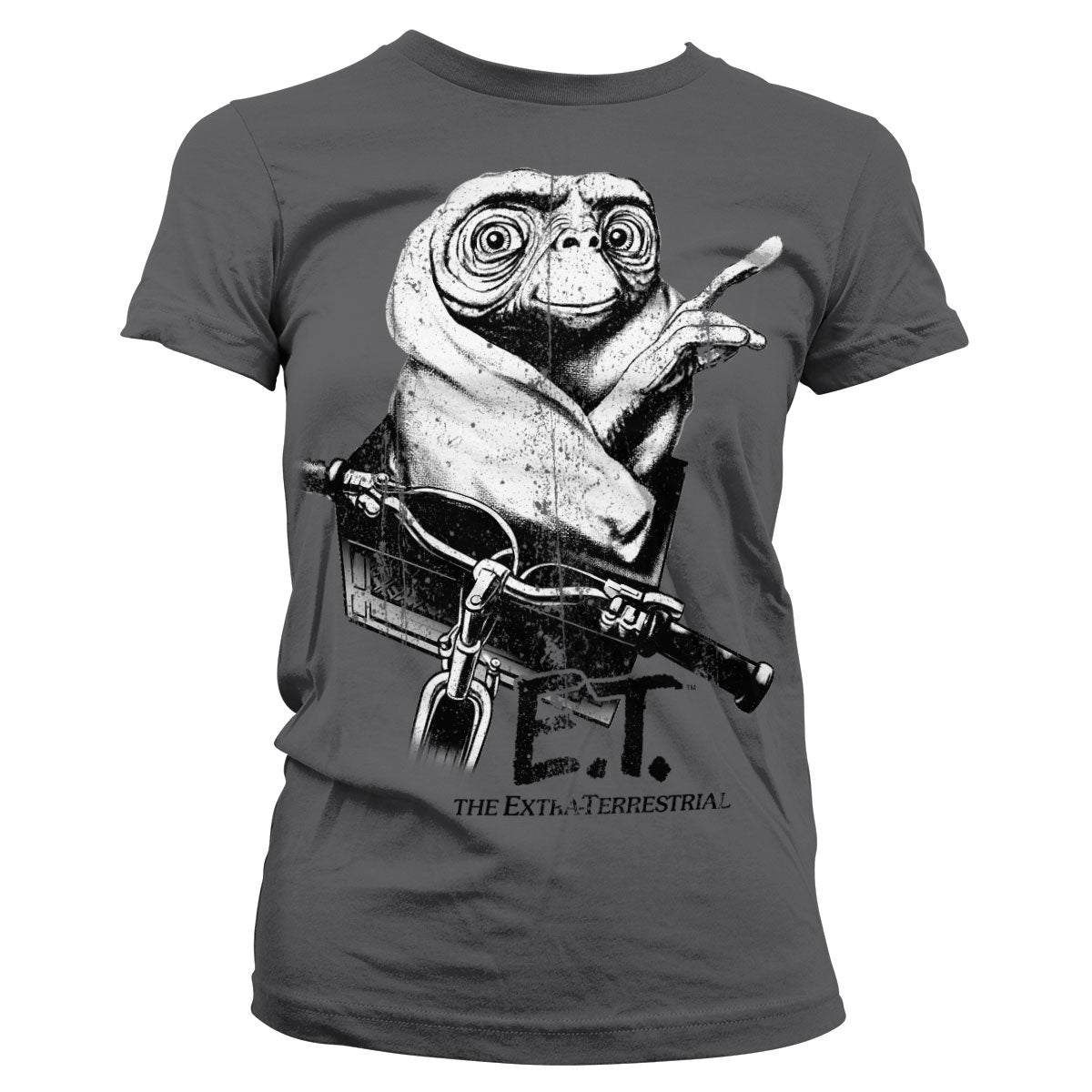 E.T. (E.T. l'extra-terrestre) Biking Distressed Girly Tee – T-shirt femme