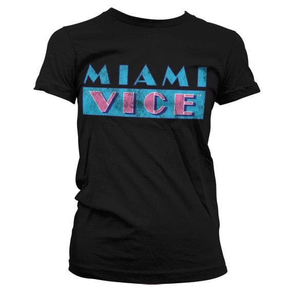Miami Vice (Deux flics à Miami) Distressed Logo Girly T-Shirt – T-shirt femme
