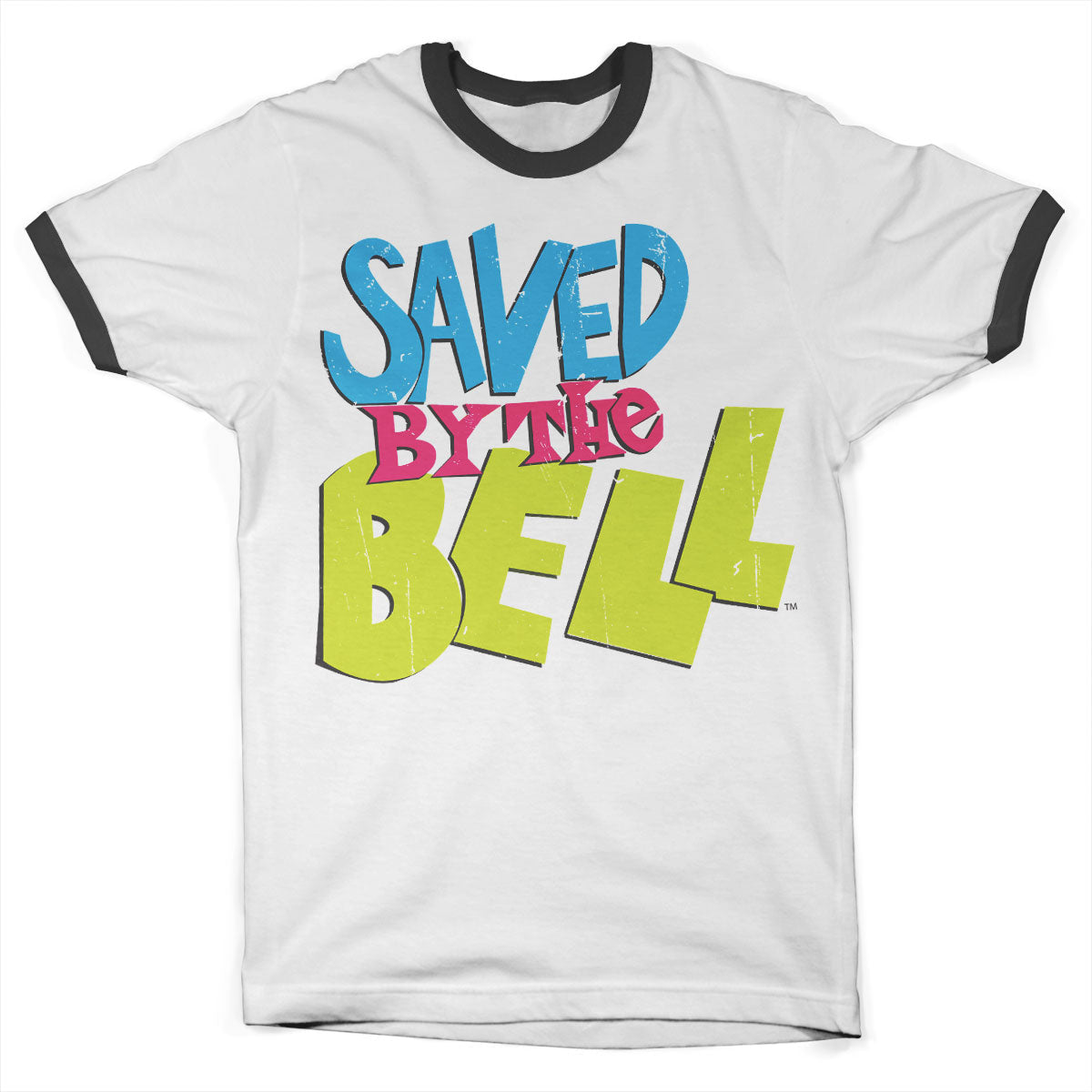 Saved By The Bell (Sauvés par le gong) Distressed Logo Ringer Tee – T-shirt ringer