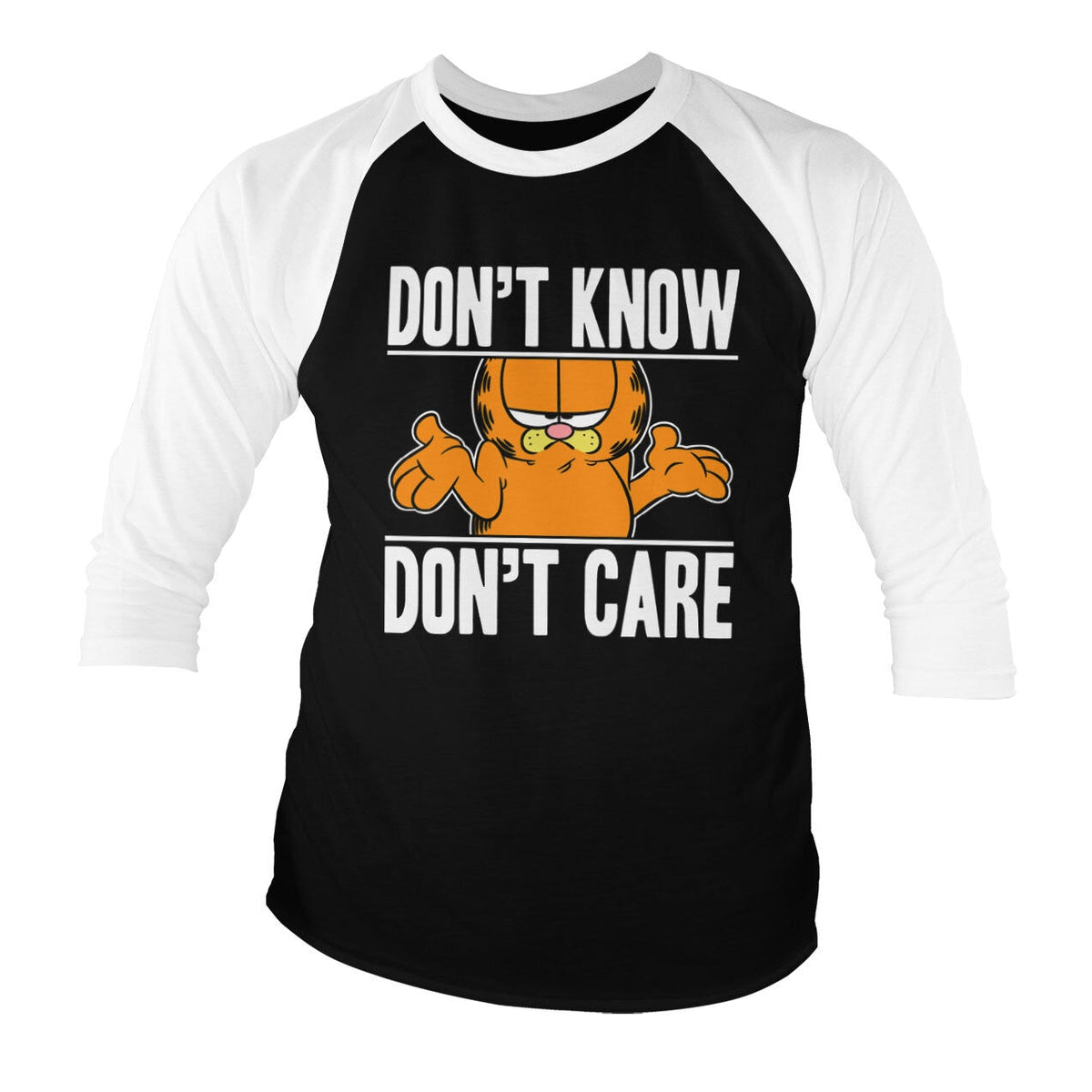 Garfield Don't Know - Don't Care Baseball 3/4 Sleeve Tee – T-shirt baseball manches 3/4