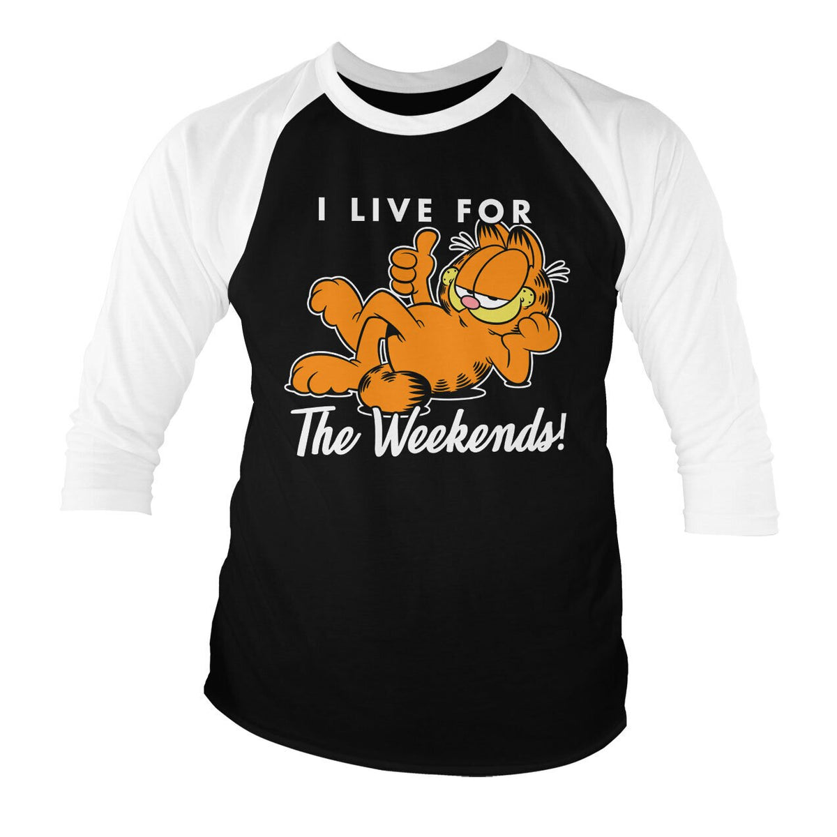 Garfield - Live For The Weekend Baseball 3/4 Sleeve Tee – T-shirt baseball manches 3/4