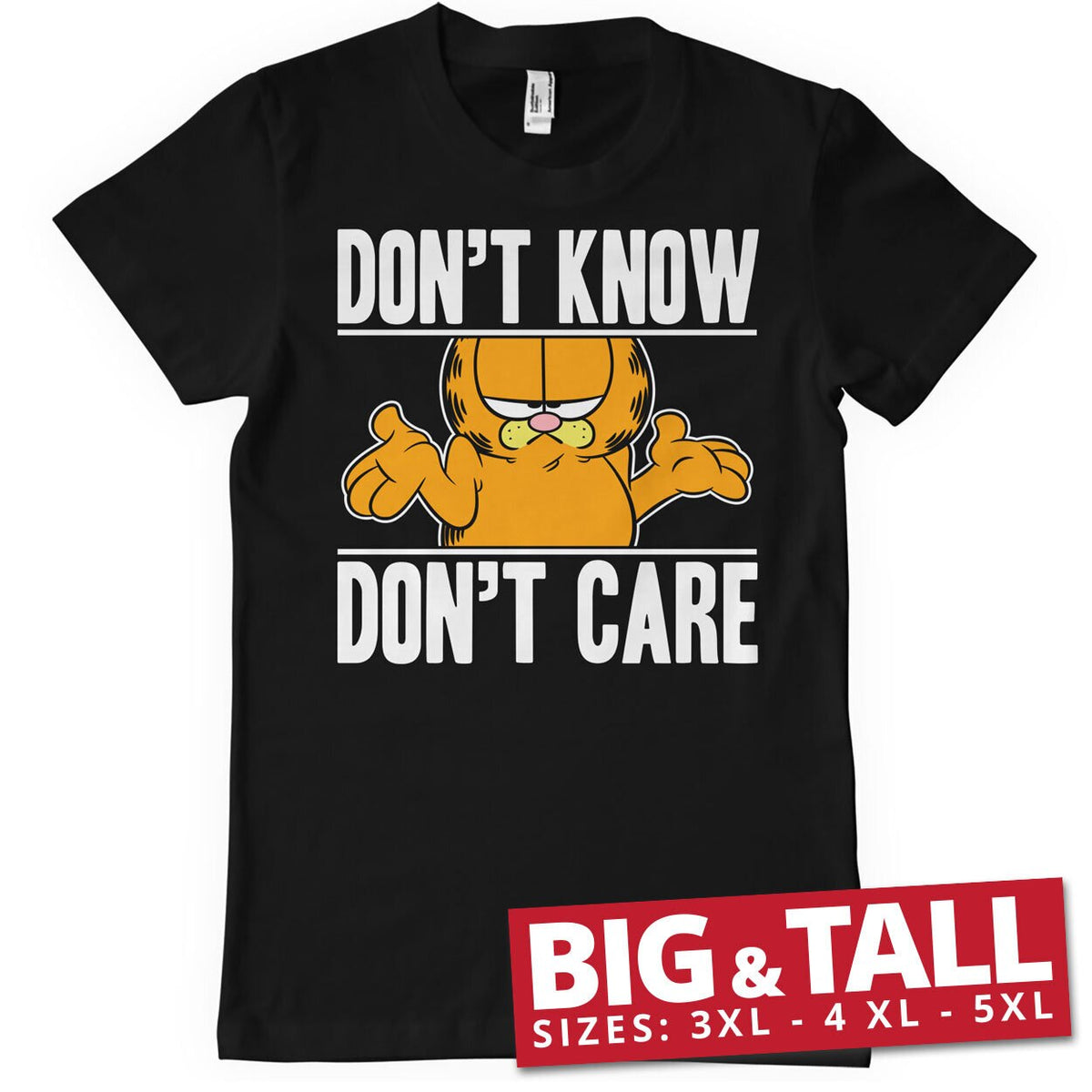 Garfield Don't Know - Don't Care Big & Tall T-Shirt – T-shirt grande taille