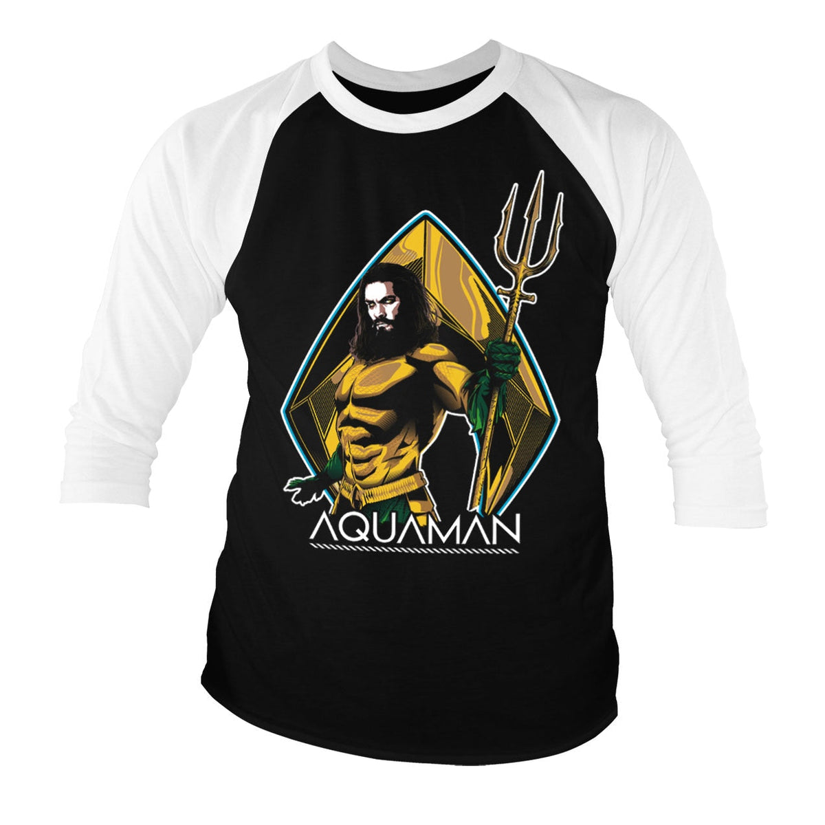 Aquaman Baseball 3/4 Sleeve Tee – T-shirt baseball manches 3/4