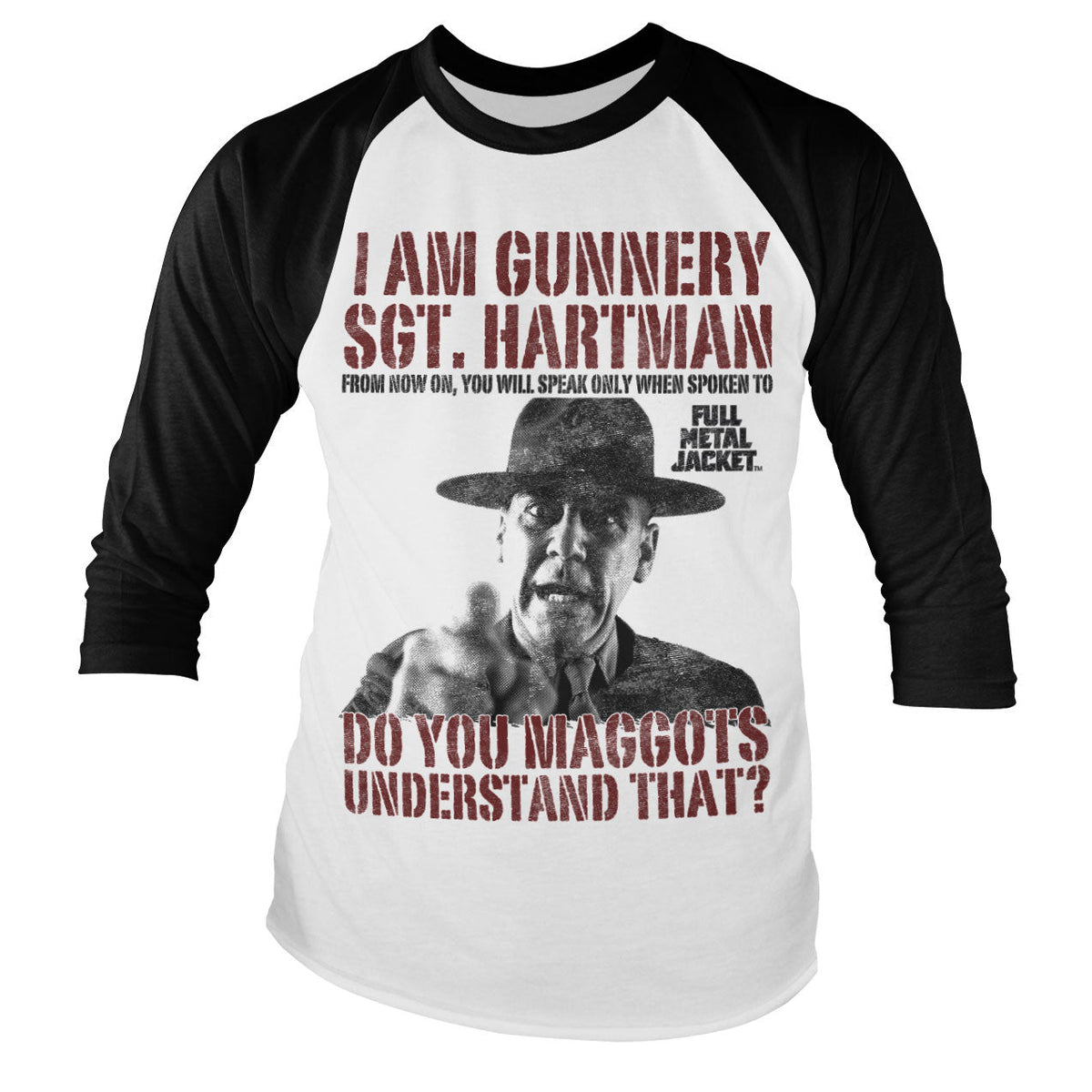Full Metal Jacket - Sgt. Hartman Baseball Long Sleeve Tee – T-shirt baseball manches longues