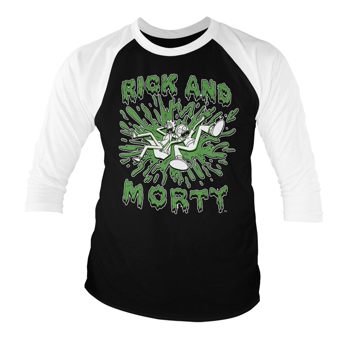 Rick And Morty Splash Baseball 3/4 Sleeve Tee – T-shirt baseball manches 3/4