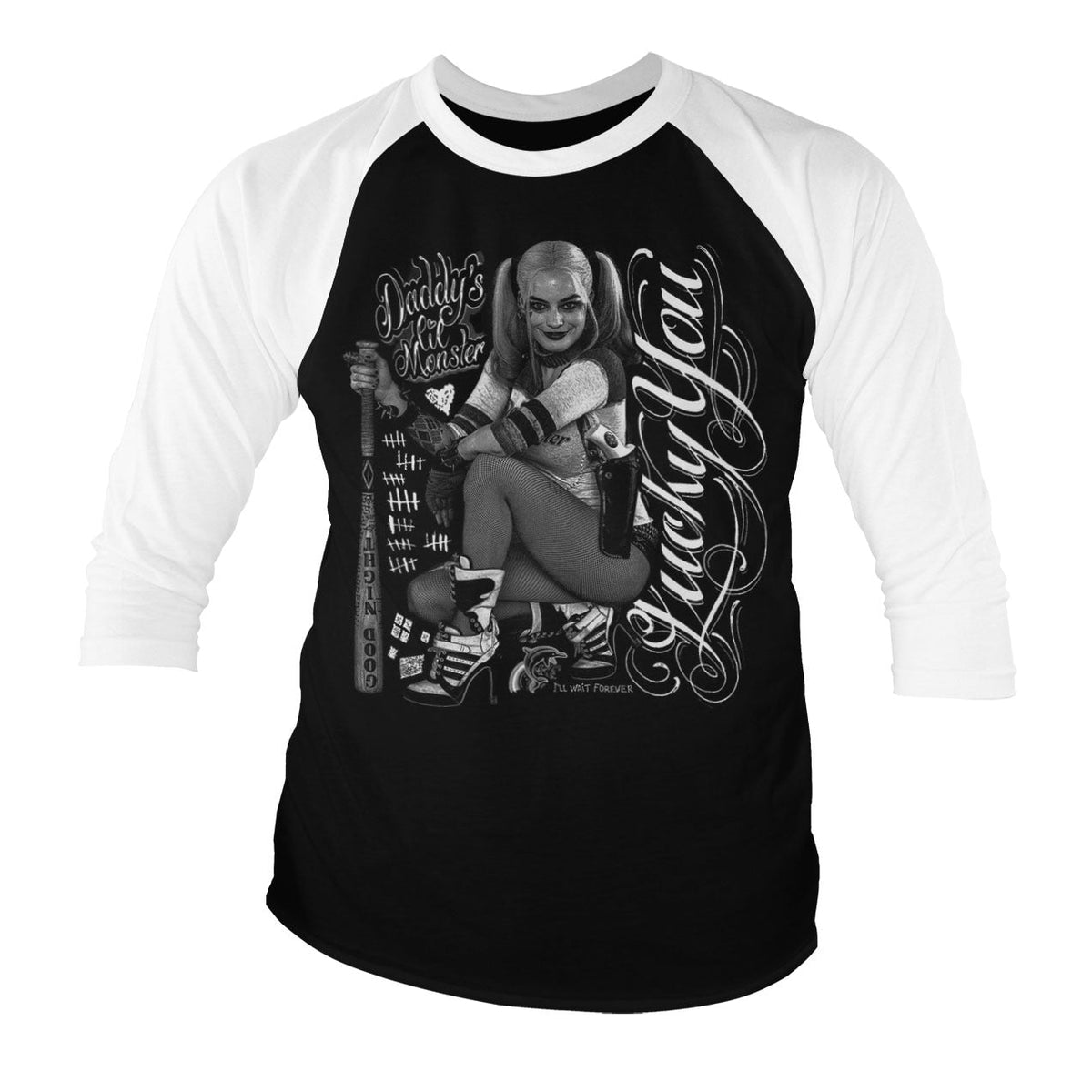 Harley Quinn - Lucky You Baseball 3/4 Sleeve Tee – T-shirt baseball manches 3/4